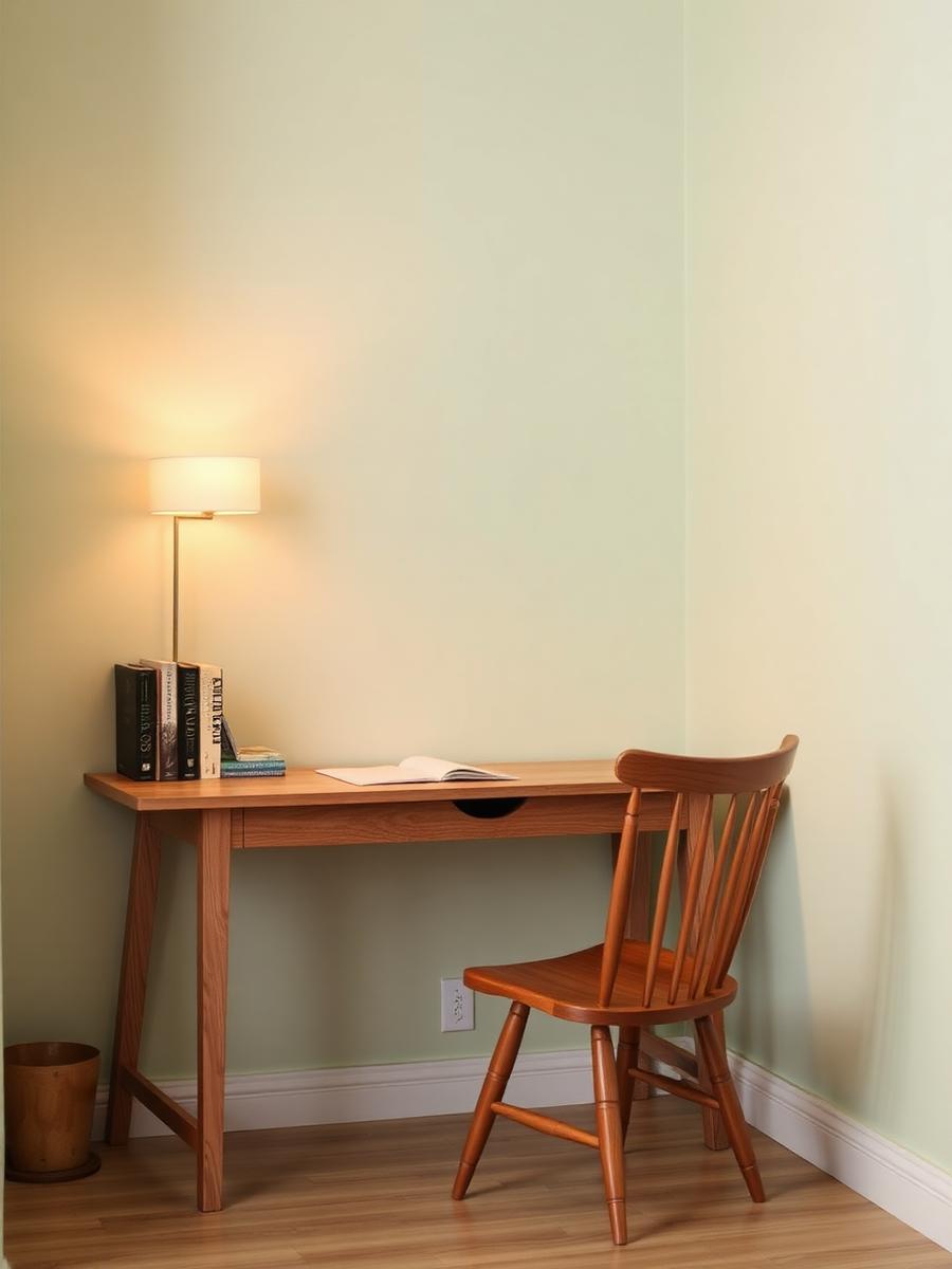 Quiet study corner with desk and warm lamp — Go GenZ Stays girls PG